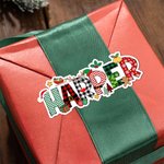 Chapeau de Père Noël personnalisé Lettre de Noël Lot de 2 autocollants imperméables avec nom Décoration de Noël Favoris de fête pour les enfants Famille Amis