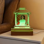 Personalised Wreath Photo House Shape Acrylic LED Night Light with Name and Wooden Base Memorial Sympathy Keepsake Gift for Loss of Loved One
