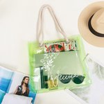 Personalized 2 Styles Birth Flower Holographic Clear Tote Bag with Name Beach Daily Accessories Bachelorette Party Christmas Gift for Brides Women