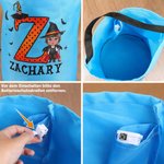 Personalisierter Cartoon Figur Hexenhut Initiale Halloween Eimer mit LED-Licht Namen Trick or Treat Süßigkeiten Korb Party Geschenk für Mädchen Jungen