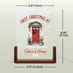 Veilleuse LED en acrylique personnalisée avec nom et socle en bois Décoration de la maison Pendaison de crémaillère Premier cadeau de Noël pour les enfants Famille Amis