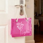 Personalized 2 Styles Birth Flower Holographic Clear Tote Bag with Name Beach Daily Accessories Bachelorette Party Christmas Gift for Brides Women