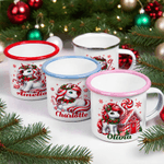 Personalized Christmas Fantasy Unicorn 12 oz Enamel Mug with Name Christmas Gift for Family Kids