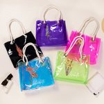 Personalized 2 Styles Birth Flower Holographic Clear Tote Bag with Name Beach Daily Accessories Bachelorette Party Christmas Gift for Brides Women