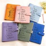 Personalized Bible Verse Cross PU Leather Notebook with Name Pen Slot and Card Pockets Baptism Wedding Gift for Christians Bridesmaids