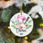 Personalized Hair Styling Tools Ceramic Ornament with Name Christmas Tree Decor Gift for Hairstylist Barber