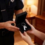 Personalized Guardian Angel Blessed Keychain with Badge Number and Card Birthday Appreciation Christmas Gift for Police