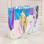 Personalized 2 Styles Birth Flower Holographic Clear Tote Bag with Name Beach Daily Accessories Bachelorette Party Christmas Gift for Brides Women