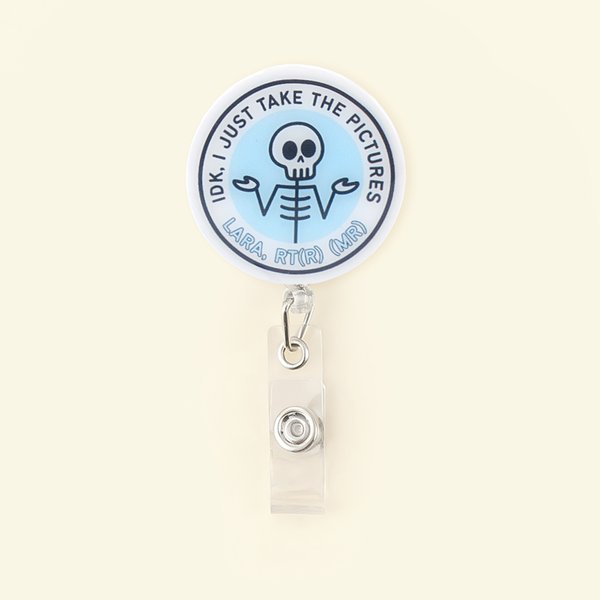 Personalized Acrylic Retractable Skeleton Badge Reel with Text Birthday Christmas Gift for Nurses Doctors