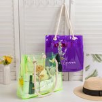 Personalized 2 Styles Birth Flower Holographic Clear Tote Bag with Name Beach Daily Accessories Bachelorette Party Christmas Gift for Brides Women