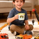 Taza esmaltada personalizada con nombre de camión de construcción excavadora bulldozer 12 oz regalo de cumpleaños para niños niñas amantes de los camiones