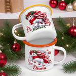 Personalized Christmas Fantasy Unicorn 12 oz Enamel Mug with Name Christmas Gift for Family Kids