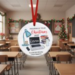 Personalized Freshman Year Ceramic Christmas Ornament with Name and School Name Classroom Tree Decor Christmas Gift for College Student