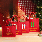 Personalized Christmas Hat Initial Large Jute Tote Bag with Name Christmas Party Gift for Kids Family Friends