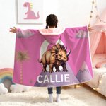 Personalisierte Dinosaurier mehrere Farben weichen Wurf Kapuzendecke mit Namen und Initialen Weihnachten Geburtstag Geschenk für Familie Freund Kind