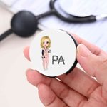Gepersonaliseerde Cartoon Verpleegster Karakter Stethoscoop ID Tag met Titel en Naam Verpleegkundige Week Waardering Gift voor Medisch Personeel