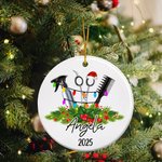 Personalized Hair Styling Tools Ceramic Ornament with Name Christmas Tree Decor Gift for Hairstylist Barber