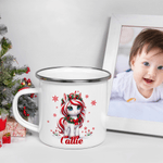 Personalized Christmas Fantasy Unicorn 12 oz Enamel Mug with Name Christmas Gift for Family Kids