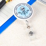 Personalized Acrylic Retractable Skeleton Badge Reel with Text Birthday Christmas Gift for Nurses Doctors