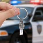Personalized Guardian Angel Blessed Keychain with Badge Number and Card Birthday Appreciation Christmas Gift for Police