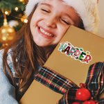 Chapeau de Père Noël personnalisé Lettre de Noël Lot de 2 autocollants imperméables avec nom Décoration de Noël Favoris de fête pour les enfants Famille Amis