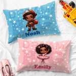 Personalized Cute Cartoon Dream Girl Throw Pillow Cover with Name Home Decor Christmas Birthday Gift for Boys Girls
