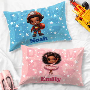 Personalised Cute Cartoon Dream Girl Throw Pillow Cover with Name Home Decor Christmas Birthday Gift for Boys Girls