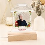 Personalised Wreath Photo House Shape Acrylic LED Night Light with Name and Wooden Base Memorial Sympathy Keepsake Gift for Loss of Loved One