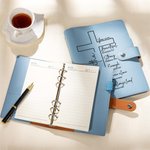 Personalized Bible Verse Cross PU Leather Notebook with Name Pen Slot and Card Pockets Baptism Wedding Gift for Christians Bridesmaids