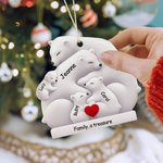 Personalisierte niedliche Umarmung Bär Acryl Ornament mit Liebhaber Herz und 2-9 Namen Home Tree Decor Weihnachtsgeschenk für Familie Freunde