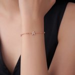 Bracelet Minimaliste Personnalisé Zircon Initial Anniversaire Noël Cadeau de Mariage pour Amies Amis Demoiselles d'Honneur