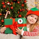 Flocon de Neige Personnalisé Bonnet de Père Noël Initial Etiquettes imperméables avec nom Décor de Noël Fête Favors pour les enfants