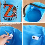 Personalised Cartoon Character Witch Hat Initial Glowing Sweets Bucket with Name Trick or Treat Halloween Party Gift for Girls Boys