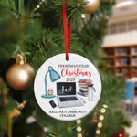 Personalized Freshman Year Ceramic Christmas Ornament with Name and School Name Classroom Tree Decor Christmas Gift for College Student