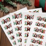 Chapeau de Père Noël personnalisé Lettre de Noël Lot de 2 autocollants imperméables avec nom Décoration de Noël Favoris de fête pour les enfants Famille Amis