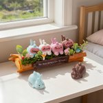 Personalized Cute Family Bunny Tree Stump Figurines with 1-16 Names and Text Home Decor Holiday Christmas Gift for Family Grandmother Grandfather