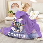 Personalisierte Dinosaurier mehrere Farben weichen Wurf Kapuzendecke mit Namen und Initialen Weihnachten Geburtstag Geschenk für Familie Freund Kind