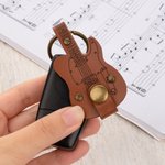 Portachiavi personalizzato per plettro da chitarra in pelle PU con testo inciso e plettro Regalo di Natale di compleanno per gli amanti della musica per chitarra