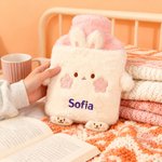 Gepersonaliseerde Schattige Dier 1 liter warm water fles deksel met naam Home Warmte Reizen Verjaardag Kerstcadeau voor kinderen vrienden