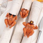 Personalized Cute Resin Turkey Wishbone Napkin Ring with Name and Text Table Decor Thanksgiving Day Gift for Family