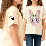 Personalized Cute Glitter Easter Bunny Multicolor T-shirt Sweatshirt with Name Easter  Birthday Gift for Kids Friends