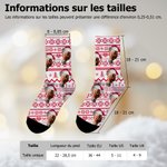 Chaussettes de Noël Mi-Mollet Personnalisées avec 1 à 3 Photos Cadeau de Noël pour Couples Famille et Propriétaires d’Animaux