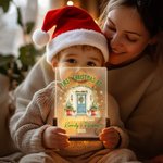 Veilleuse LED en acrylique personnalisée avec nom et socle en bois Décoration de la maison Pendaison de crémaillère Premier cadeau de Noël pour les enfants Famille Amis