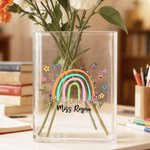 Personalised Thank You for Helping Me Grow Clear Book Vase with Name Room Decor Teacher's Day Appreciation Gift for Teachers Book Lovers