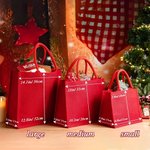 Personalized Watercolor Christmas Tree Large Capacity Jute Red Tote Bag with Name Christmas Party Gift for Kids Friends