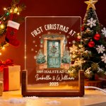 Veilleuse LED en acrylique personnalisée avec nom et socle en bois Décoration de la maison Pendaison de crémaillère Premier cadeau de Noël pour les enfants Famille Amis