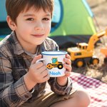 Taza esmaltada personalizada con nombre de camión de construcción excavadora bulldozer 12 oz regalo de cumpleaños para niños niñas amantes de los camiones