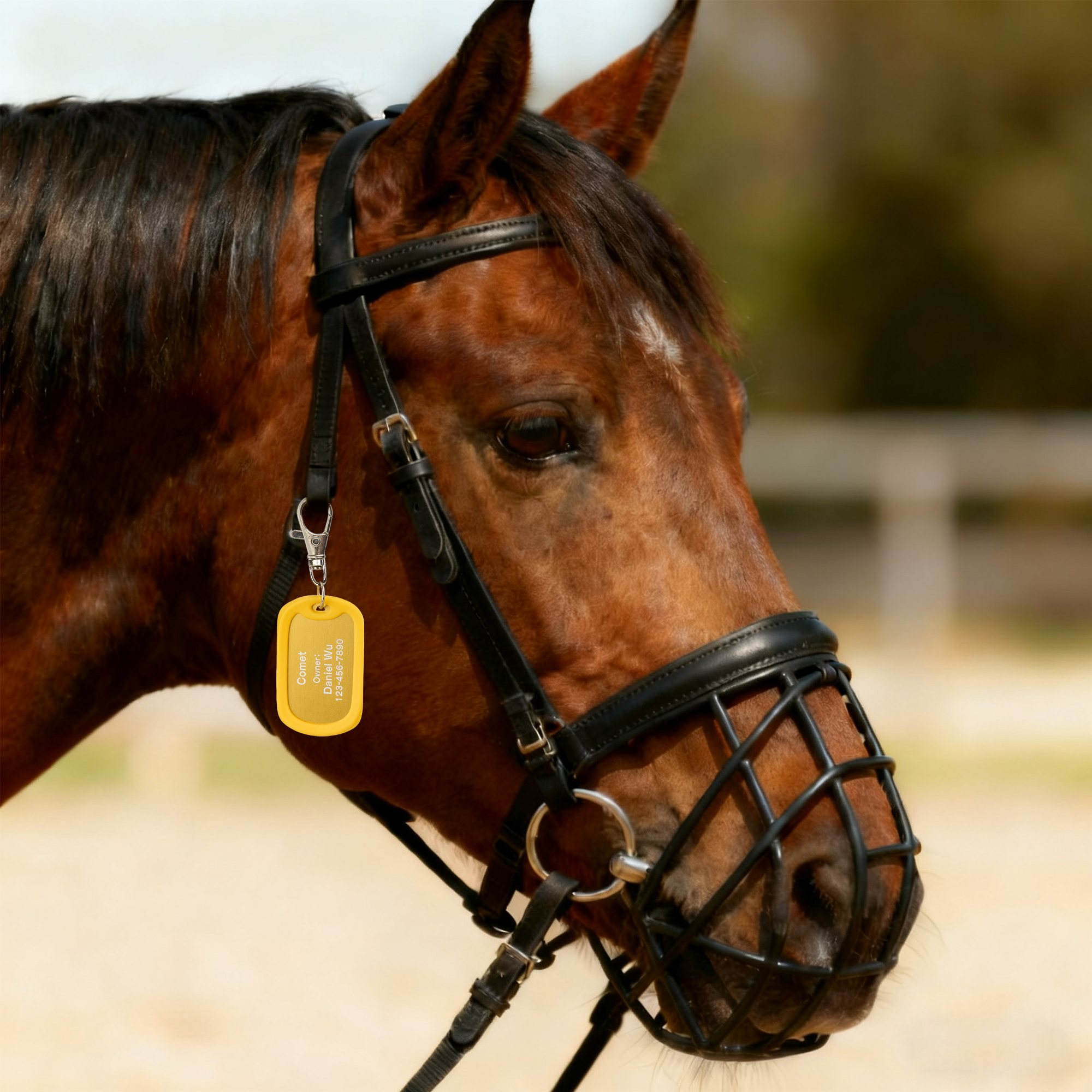 Etiquette d'identification de cheval personnalisée avec texte Harnais décoratif Cadeau d'anniversaire pour les propriétaires de chevaux