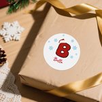 Flocon de Neige Personnalisé Bonnet de Père Noël Initial Etiquettes imperméables avec nom Décor de Noël Fête Favors pour les enfants