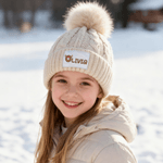 Personlig flerfärgad snögubbe ren jultomten söt Pom-Pom mjuk stickad mössa med namn vintertillbehör födelsedagspresent för pojkar flickor